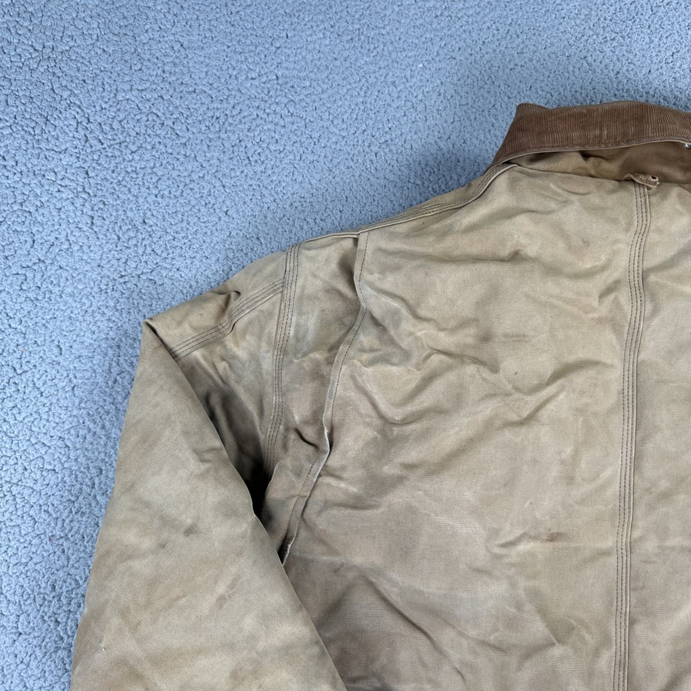 VTG Carhartt C03 BRN Chore Jacket Men 54 Distressed Brown Duck Arctic USA Made - Picture 13 of 15